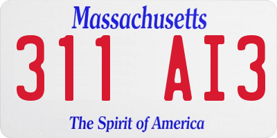 MA license plate 311AI3