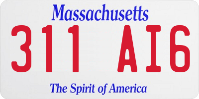 MA license plate 311AI6