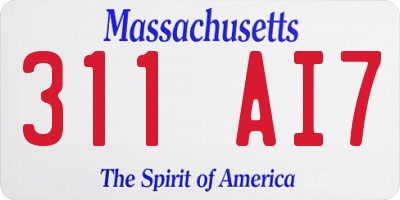 MA license plate 311AI7