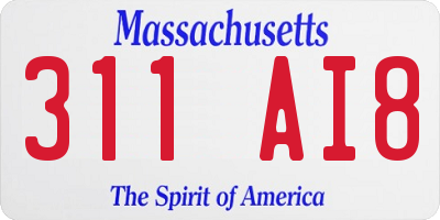 MA license plate 311AI8