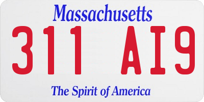MA license plate 311AI9