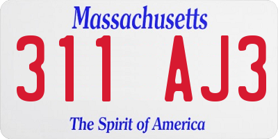 MA license plate 311AJ3