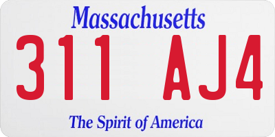 MA license plate 311AJ4