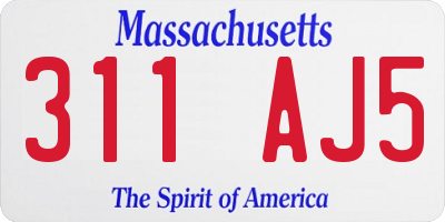 MA license plate 311AJ5