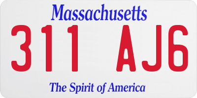 MA license plate 311AJ6