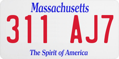 MA license plate 311AJ7