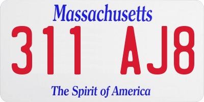 MA license plate 311AJ8