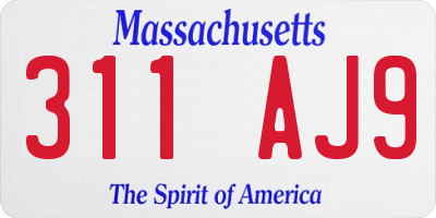 MA license plate 311AJ9