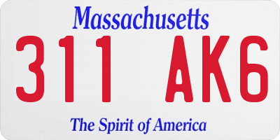 MA license plate 311AK6