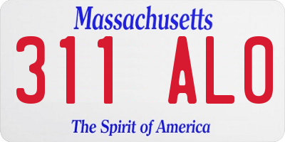 MA license plate 311AL0