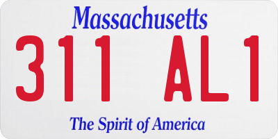 MA license plate 311AL1