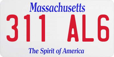 MA license plate 311AL6