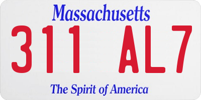 MA license plate 311AL7