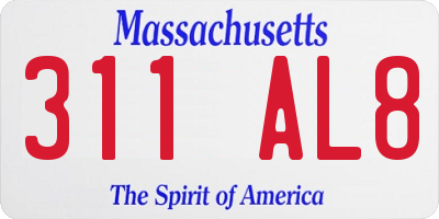 MA license plate 311AL8