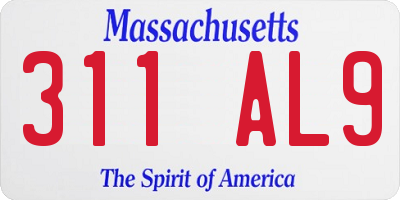 MA license plate 311AL9