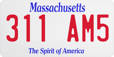 MA license plate 311AM5