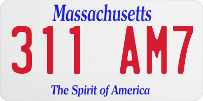 MA license plate 311AM7