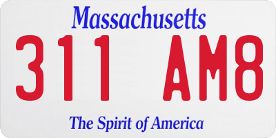 MA license plate 311AM8