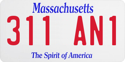 MA license plate 311AN1