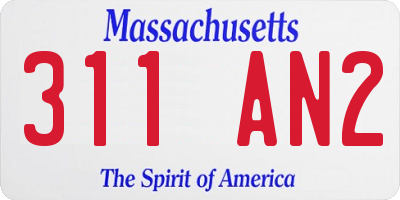 MA license plate 311AN2