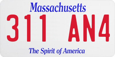 MA license plate 311AN4