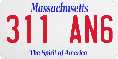 MA license plate 311AN6