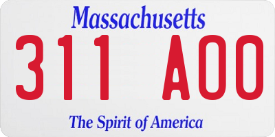 MA license plate 311AO0