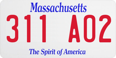 MA license plate 311AO2