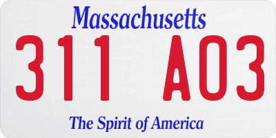 MA license plate 311AO3