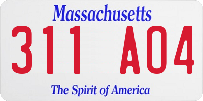 MA license plate 311AO4