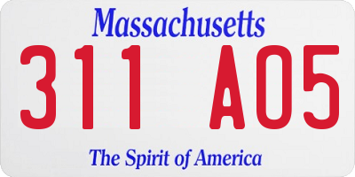 MA license plate 311AO5