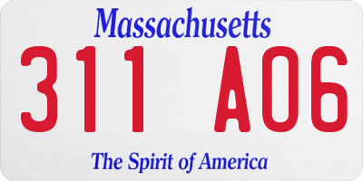 MA license plate 311AO6