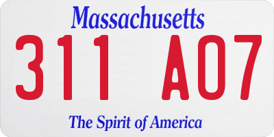 MA license plate 311AO7