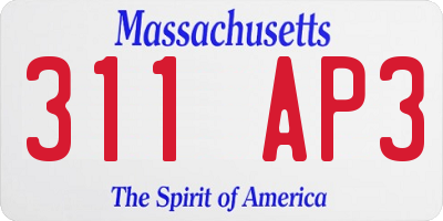 MA license plate 311AP3