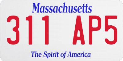 MA license plate 311AP5