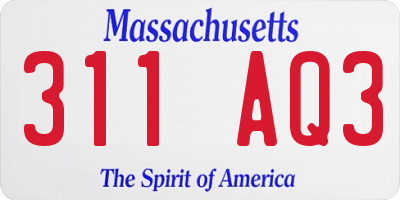 MA license plate 311AQ3