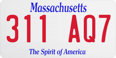 MA license plate 311AQ7