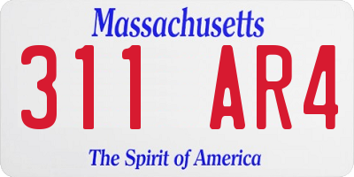 MA license plate 311AR4