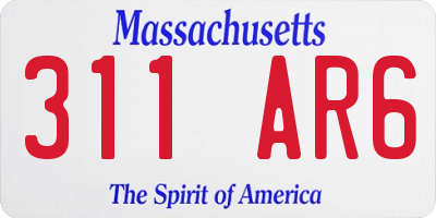 MA license plate 311AR6