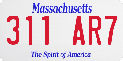MA license plate 311AR7