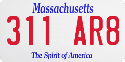 MA license plate 311AR8