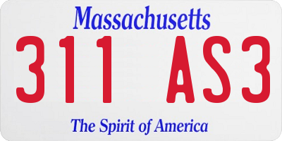 MA license plate 311AS3
