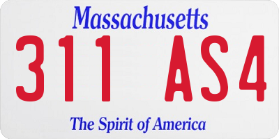 MA license plate 311AS4
