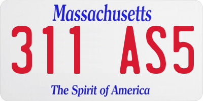 MA license plate 311AS5