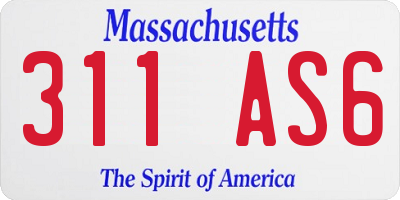 MA license plate 311AS6