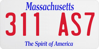 MA license plate 311AS7