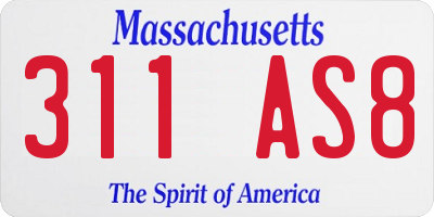 MA license plate 311AS8