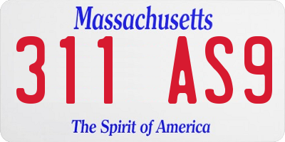 MA license plate 311AS9