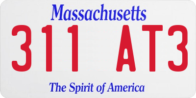 MA license plate 311AT3