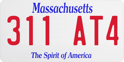 MA license plate 311AT4